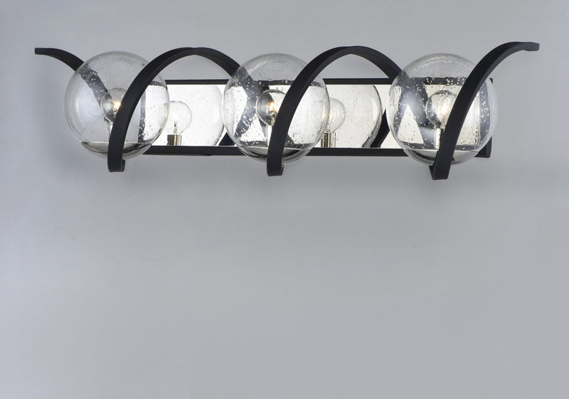 Curlicue 3 Light Bath Vanity Light in Black / Polished Nickel