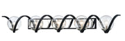 Curlicue 5 Light Bath Vanity Light in Black / Polished Nickel