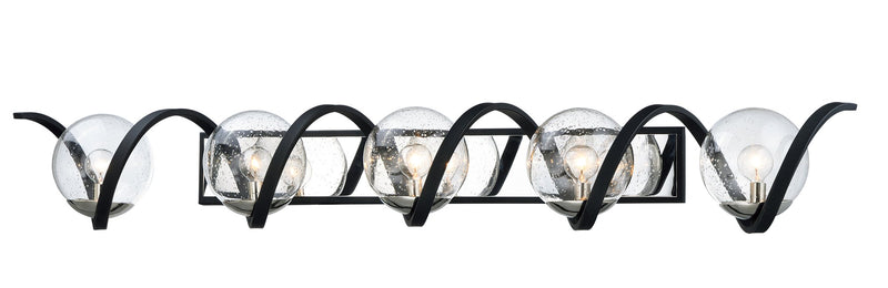 Curlicue 5 Light Bath Vanity Light in Black / Polished Nickel