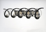 Curlicue 5 Light Bath Vanity Light in Black / Polished Nickel