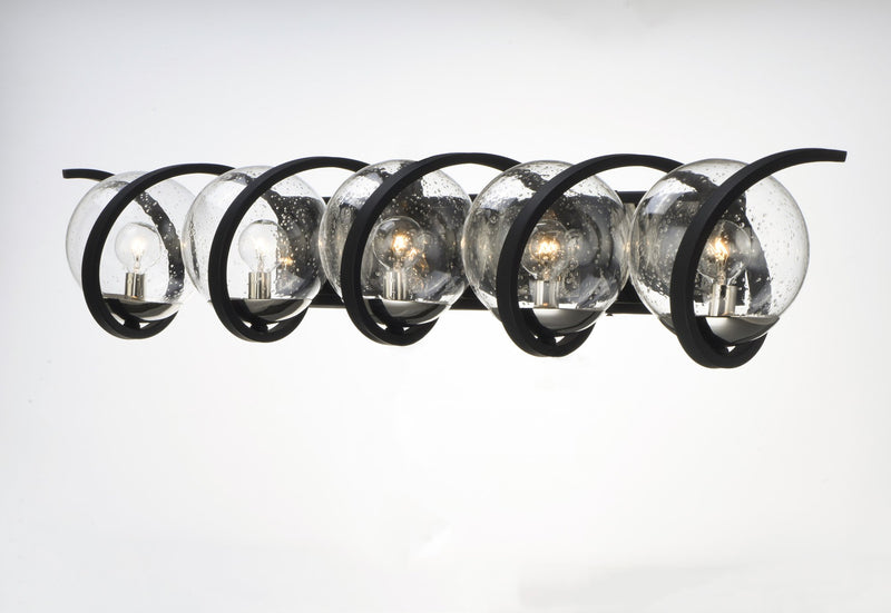 Curlicue 5 Light Bath Vanity Light in Black / Polished Nickel