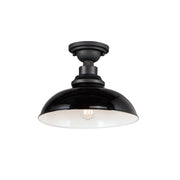 Granville 1 Light Outdoor Flush Mount in Gloss Black / Black