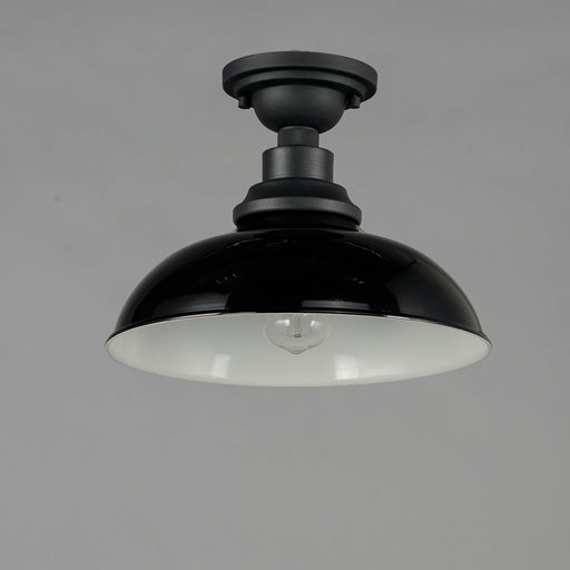 Granville 1 Light Outdoor Flush Mount in Gloss Black / Black