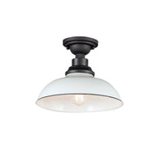 Granville 1 Light Outdoor Flush Mount in White / Black