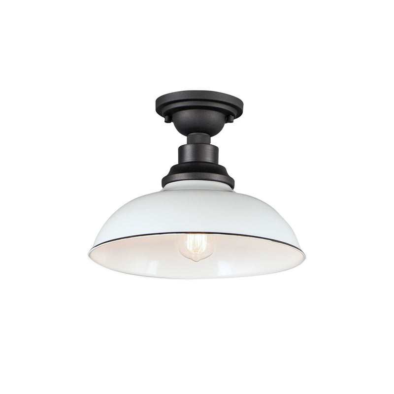 Granville 1 Light Outdoor Flush Mount in White / Black