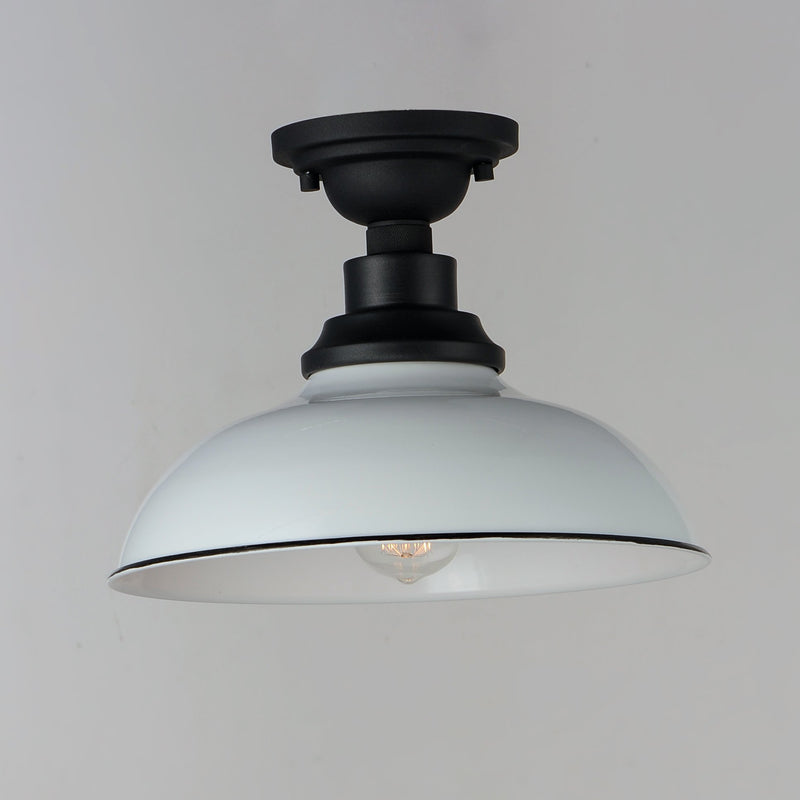 Granville 1 Light Outdoor Flush Mount in White / Black