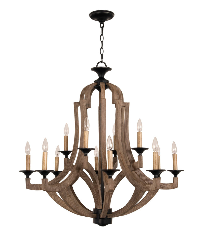 Winton 12 Light 36" Chandelier in Weathered Pine
