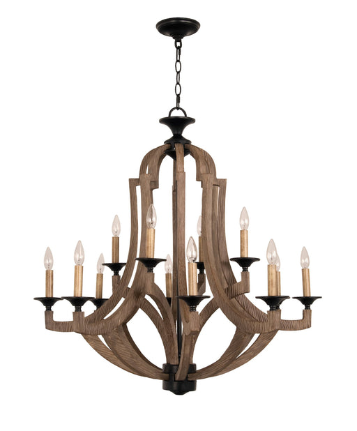 Winton 12 Light 36" Chandelier in Weathered Pine