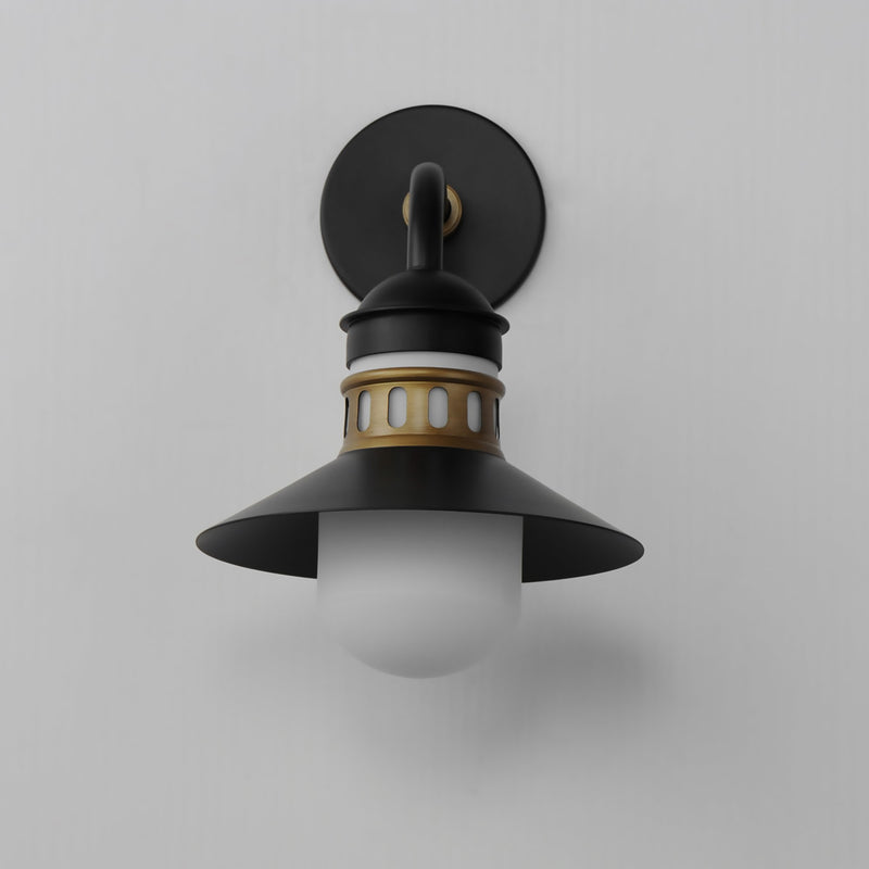 Admiralty 10" 1 Light Outdoor Wall Sconce in Black / Antique Brass