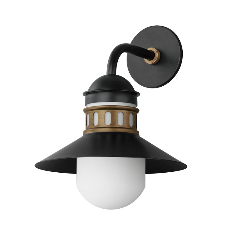 Admiralty 12" 1 Light Outdoor Wall Sconce in Black / Antique Brass