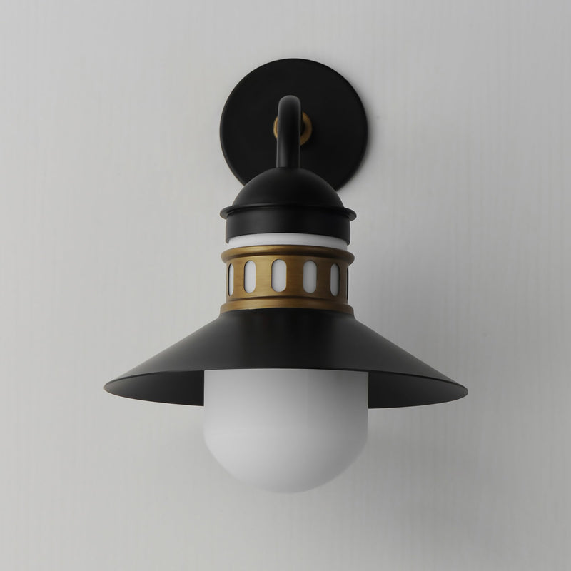 Admiralty 12" 1 Light Outdoor Wall Sconce in Black / Antique Brass