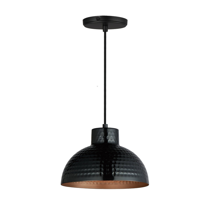 Rockport 10" Pendant in Black / Antique Copper