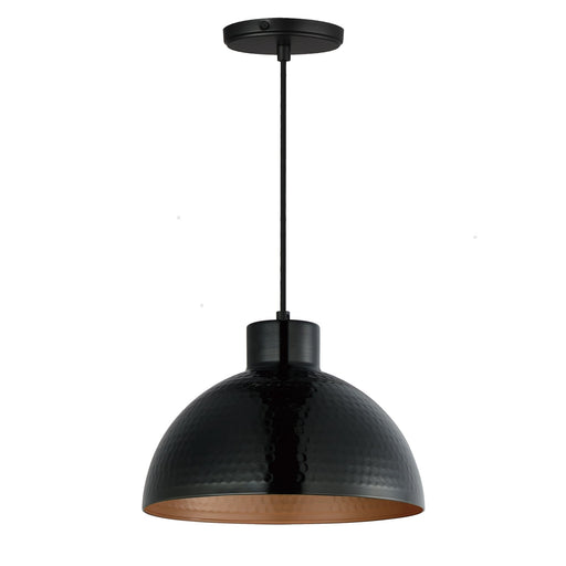 Rockport 12" Pendant in Black / Antique Copper