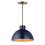 Rockport 12" Pendant in Glossy Navy / Natural Aged Brass