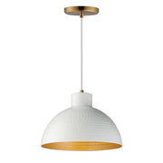 Rockport 12" Pendant in White / Natural Aged Brass