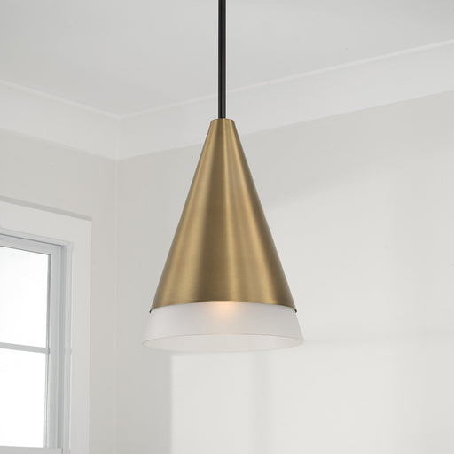 Avant Mini Pendant in Aged Brass and Black