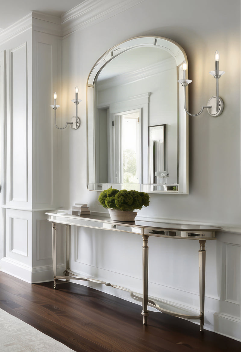 Allistair 2 Light 15" Wall Sconce in Brushed Nickel in a room setting