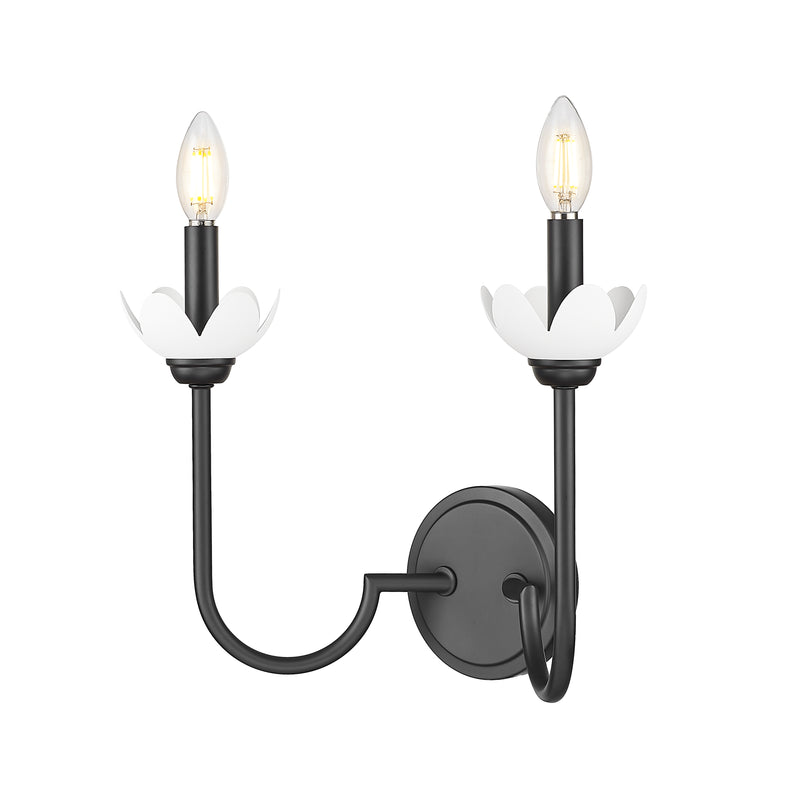 Allistair 2 Light 15" Wall Sconce in Matte Black