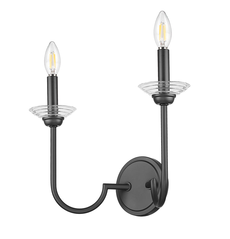Allistair 2 Light 15" Wall Sconce in Matte Black