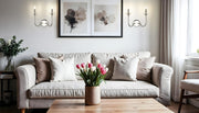 Allistair 2 Light 15" Wall Sconce in Polished Nickel in a room setting