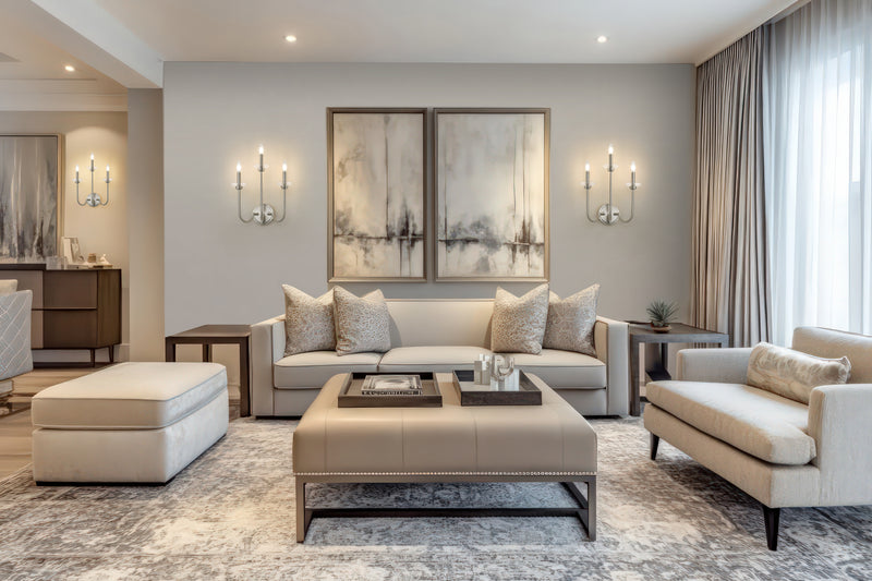 Allistair 3 Light 15" Wall Sconce in Brushed Nickel in a room setting