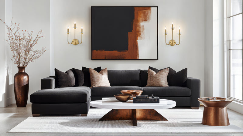 Allistair 3 Light 15" Wall Sconce in Modern Gold in a room setting