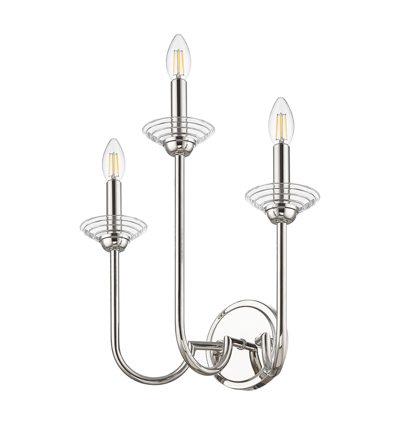 Allistair 3 Light 15" Wall Sconce in Polished Nickel