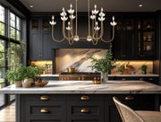 Allistair 12 Light 42" Linear Pendant in Modern Gold in a room setting