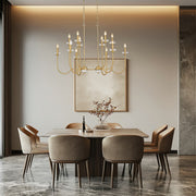 Allistair 12 Light 42" Linear Pendant in Modern Gold in a room setting