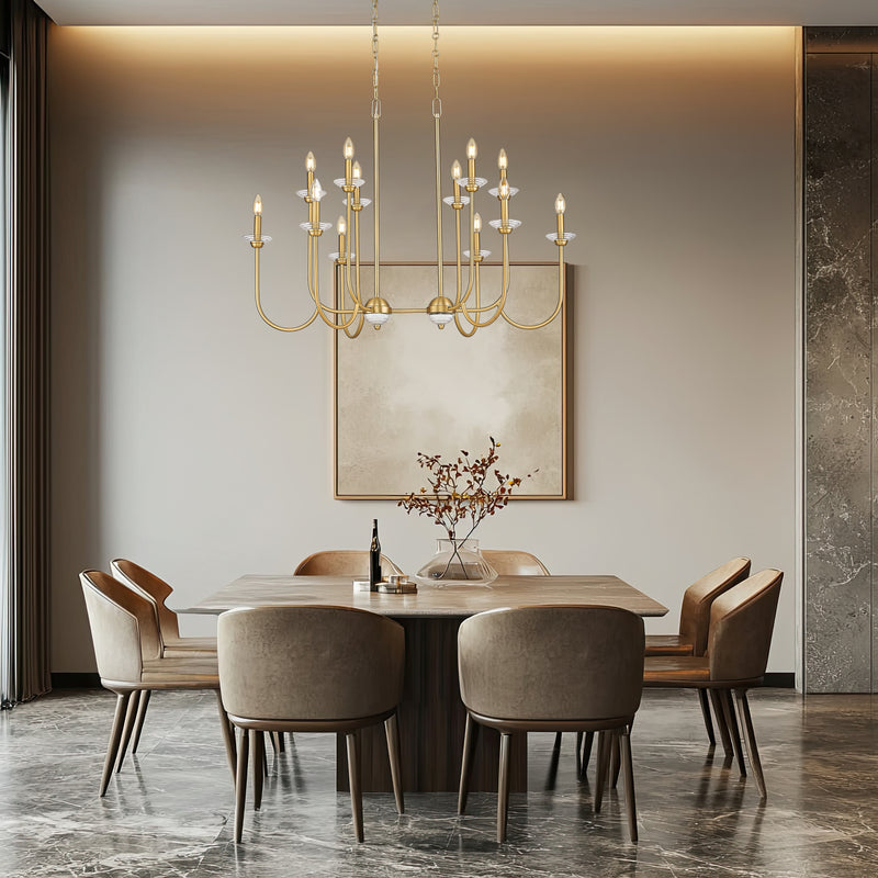 Allistair 12 Light 42" Linear Pendant in Modern Gold in a room setting