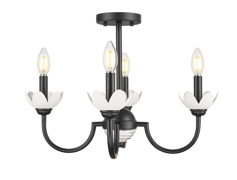 Allistair 4 Light 20" Semi Flush Mount in Matte Black