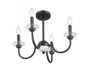 Allistair 4 Light 20" Semi Flush Mount in Matte Black