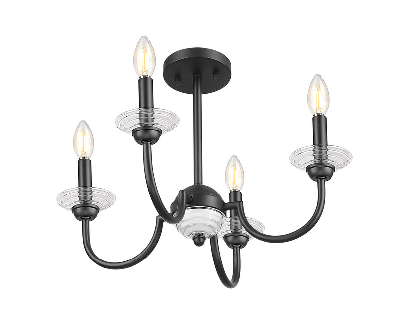 Allistair 4 Light 20" Semi Flush Mount in Matte Black