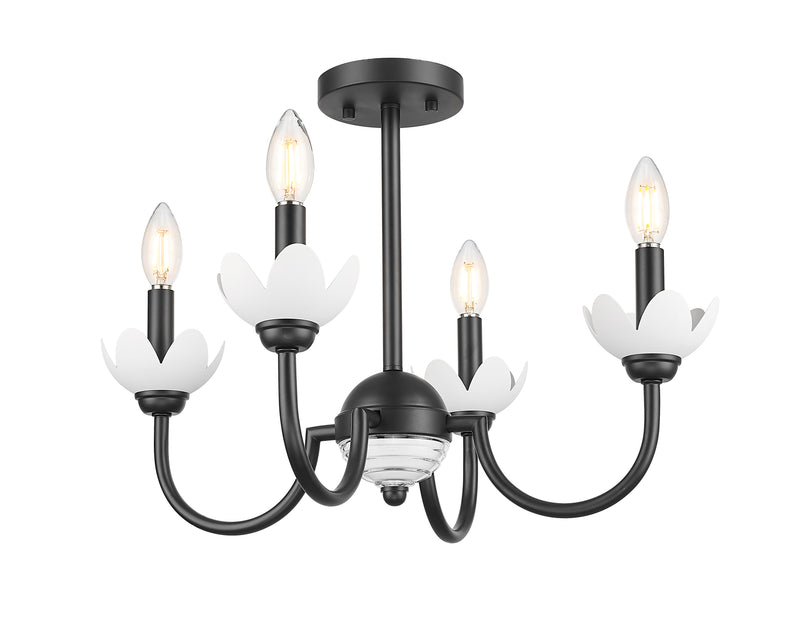 Allistair 4 Light 20" Semi Flush Mount in Matte Black