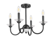Allistair 4 Light 20" Semi Flush Mount in Matte Black