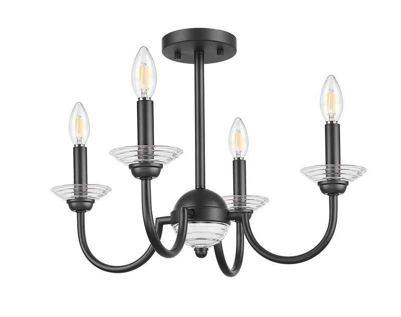 Allistair 4 Light 20" Semi Flush Mount in Matte Black