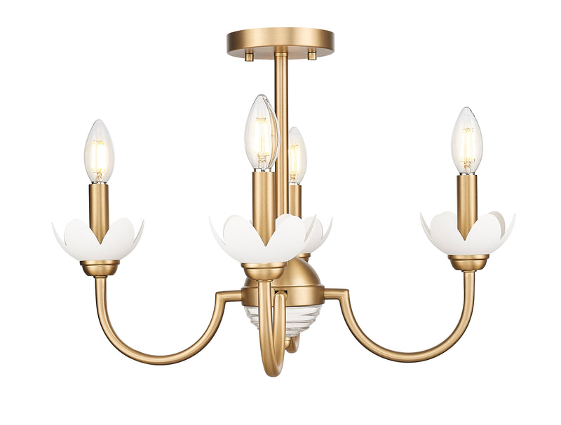 Allistair 4 Light 20" Semi Flush Mount in Modern Gold