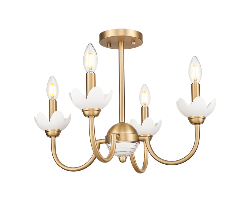 Allistair 4 Light 20" Semi Flush Mount in Modern Gold