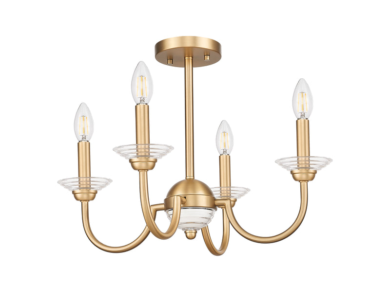 Allistair 4 Light 20" Semi Flush Mount in Modern Gold