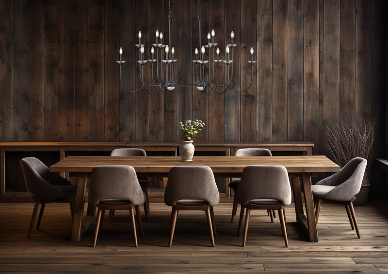 Allistair 16 Light 56" Linear Pendant in Matte Black in a room setting