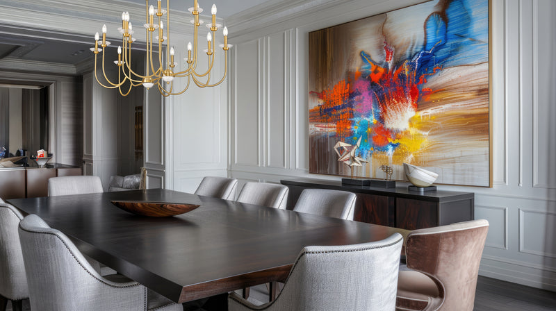 Allistair 16 Light 56" Linear Pendant in Modern Gold in a room setting