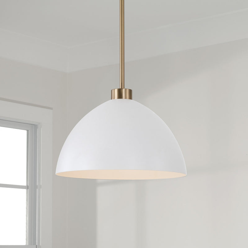 Ross Pendant in Aged Brass and White