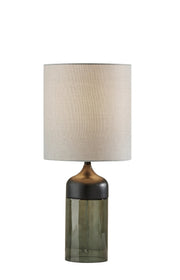 Marina 22.75" Table Lamp in Black Rubberwood W. Smoked Glass