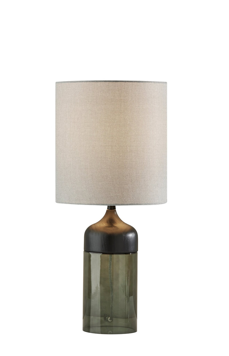 Marina 22.75" Table Lamp in Black Rubberwood W. Smoked Glass