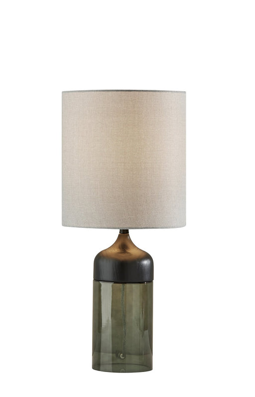 Marina 22.75" Table Lamp in Black Rubberwood W. Smoked Glass