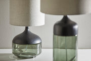 Marina 22.75" Table Lamp in Black Rubberwood W. Smoked Glass