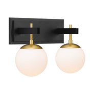 Allie 2-Light 16.2" Vanity Light in Black/Satin Brass