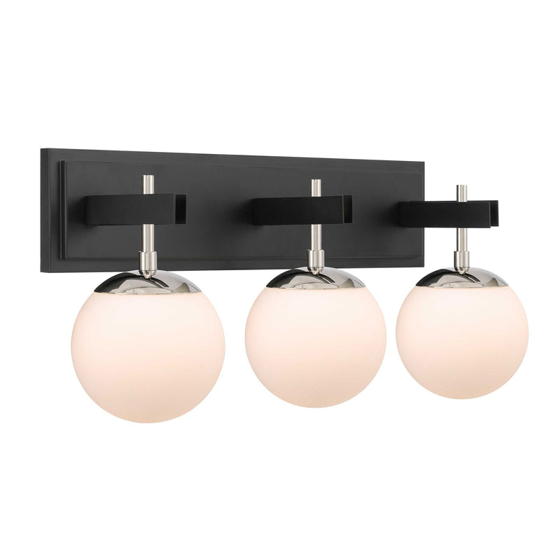 Allie 3-Light 24.8" Vanity Light in Black/Polished Nickel