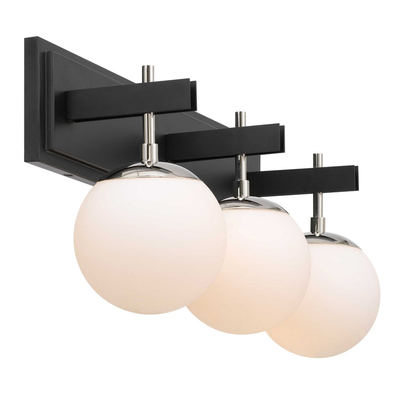 Allie 3-Light 24.8" Vanity Light in Black/Polished Nickel