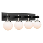 Allie 4-Light 30.2" Vanity Light in Black/Polished Nickel